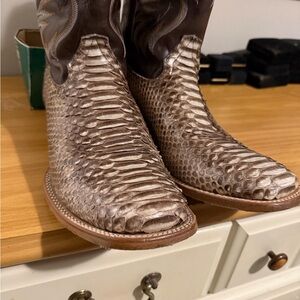 Men's Snakeskin Cowboy Boots - Brown